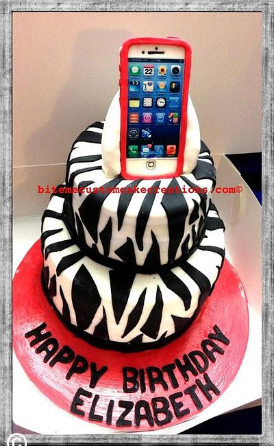 Iphone Zebra cake - Cake by Kirsty