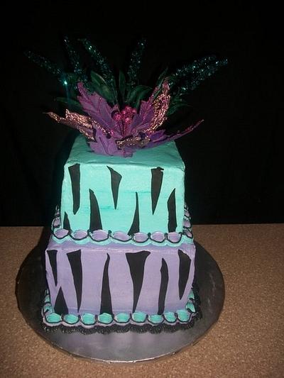 Purple and Aqua Zebra - Cake by caymancake