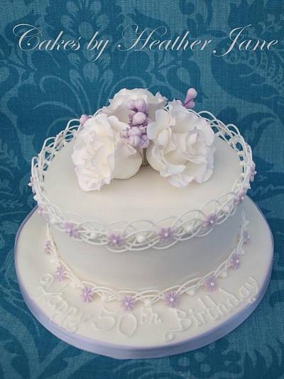 My first attempt at oriental string work - Lavender Lace  - Cake by Cakes By Heather Jane