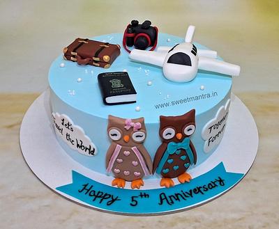 Travel theme Anniversary cake - Cake by Sweet Mantra Homemade Customized Cakes Pune