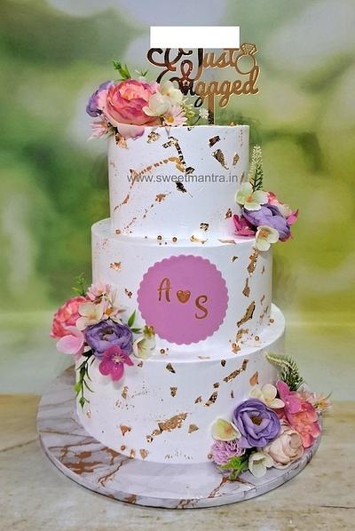 3 layer cream cake for Engagement - Cake by Sweet Mantra Homemade Customized Cakes Pune