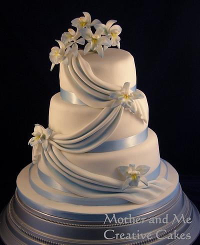 Blue Orchids and Swags - Cake by Mother and Me Creative Cakes