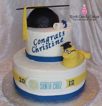 UCSC Graduation Cake w/ Banana Slug - Cake by Rock Candy Cakes