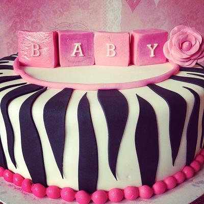 Pink Zebra Baby Shower Cake - Cake by Esther Williams
