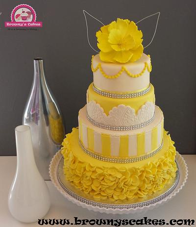 Bright Yellow wedding cake - Cake by Browny's Cakes