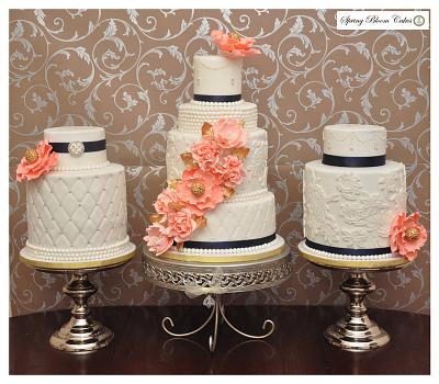 Pink, Peach and Pearls Wedding Cakes - Cake by Spring Bloom Cakes