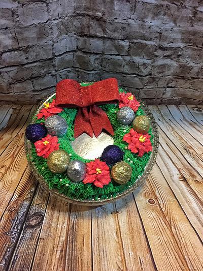 Christmas wreath with baubles cake. - Cake by Inspired Sweetness