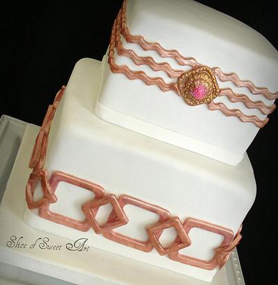 Rose Gold Geometric Engagement  - Cake by Slice of Sweet Art