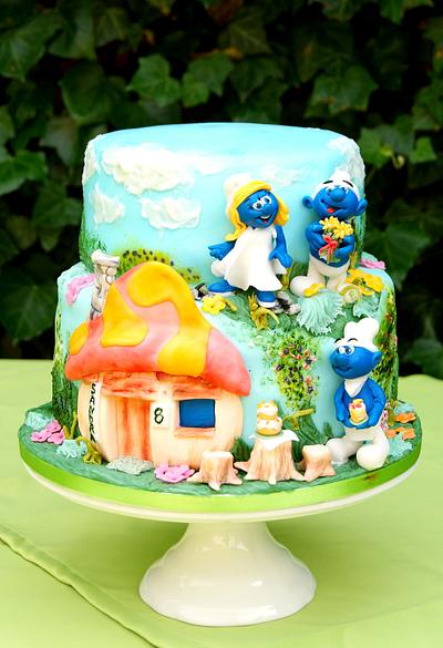 Smurfs - Cake by Katarzynka