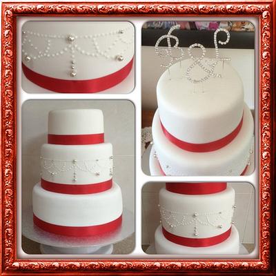 red & white wedding cake - Cake by CakesbyCorrina