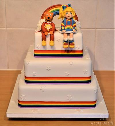 SuperTed and Rainbow Brite Wedding Cake - Cake by Acakeonlife