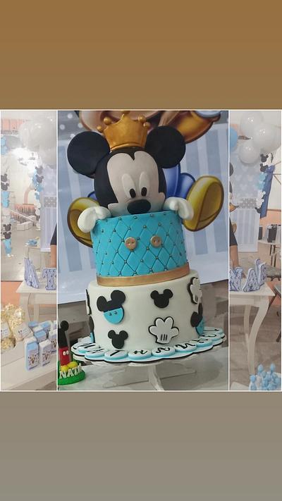 Mickey en blanco y celeste  - Cake by Laura Oporto