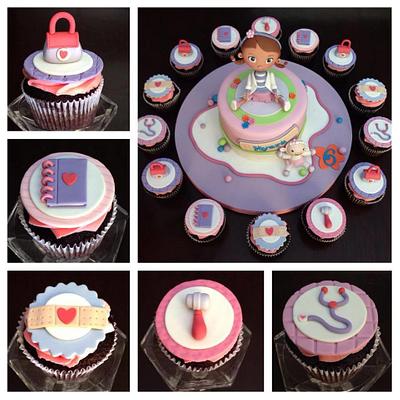 Doc Mcstuffins cake and cupcakes! - Cake by Monika Moreno