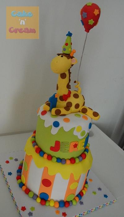 Giraffe topper celebration cake - Cake by Cake 'n' Cream