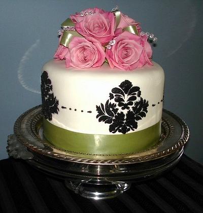 Damask anniversary cake - Cake by cheryl arme