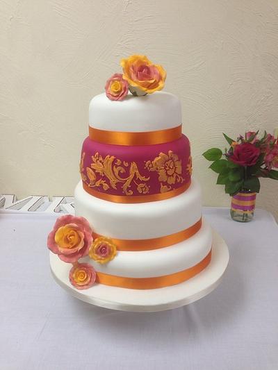 Hot pink wedding cake - Cake by Rebecca Letchford