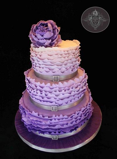 Ruffle Ombre Purple Peony Cake  - Cake by Mayen Orido