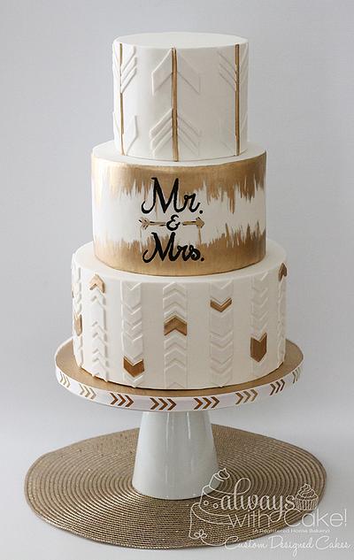 Modern Arrow Wedding Cake - Cake by AlwaysWithCake
