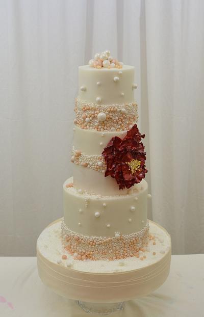Beaded Wedding Cake - Cake by Sugarpixy