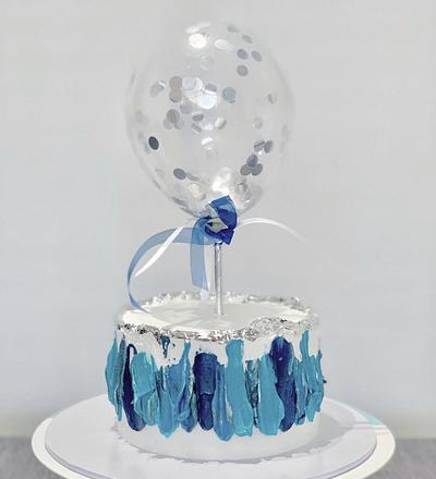 Palette knife painted balloon Birthday cake - Cake by Sugar by Rachel