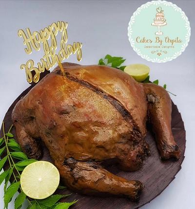Chocolate Cake shaped as Roasted Chicken - Cake by Cakes By Arpita