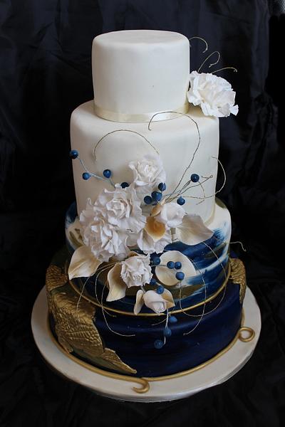 Blue and Gold Wedding Cake - Cake by matahary