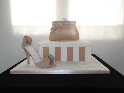 Tan shoe& purse cake - Cake by jameela