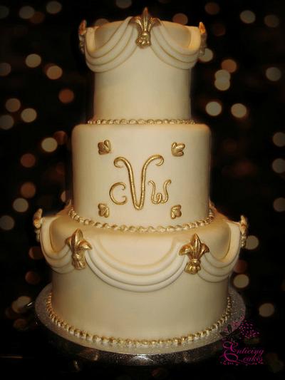 Ivory Swags Wedding Cake - Cake by Enticing Cakes Inc.