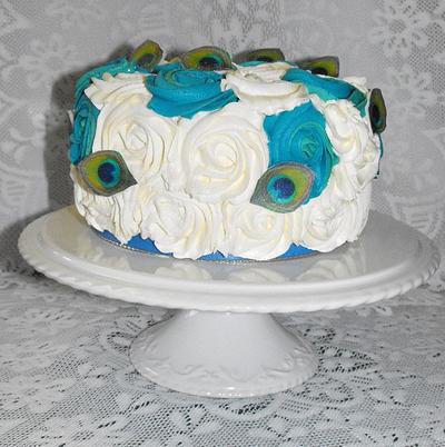 Peacock Rose Swirl Cake - Cake by Melissa's Cupcakes