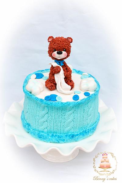 Cute baby cake with a bear - Cake by Benny's cakes
