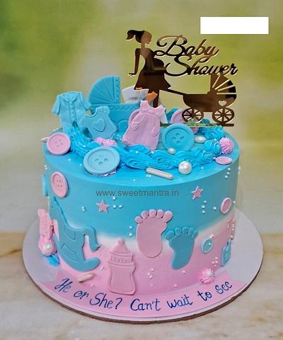 Baby Shower semi fondant cake - Cake by Sweet Mantra Homemade Customized Cakes Pune