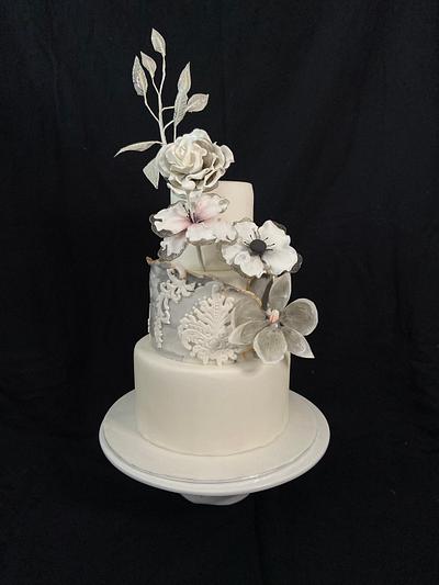 Fantasy Gelatin Flowers textured cake - Cake by Cristina Arévalo- The Art Cake Experience