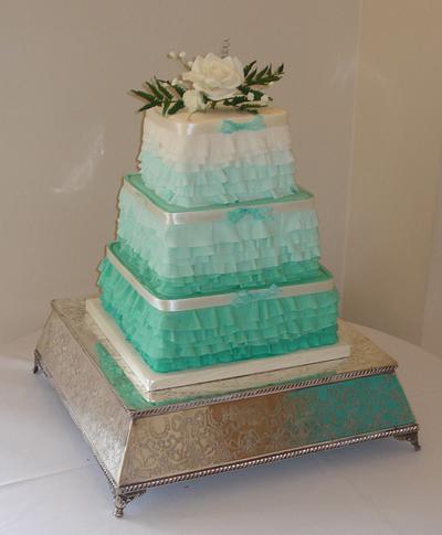 Square ombre ruffle cake - Cake by That Cake Lady