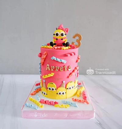 Pink Girly Minion Birthday Cake - Cake by Dapoer Nde