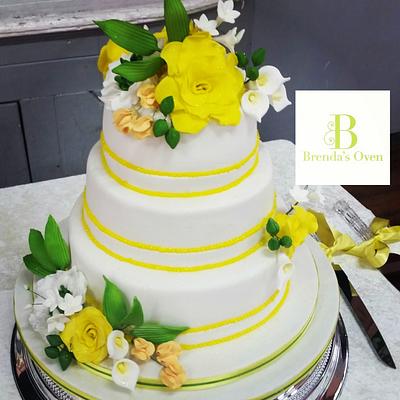 yellow and green wedding cake - Cake by Brenda Williams