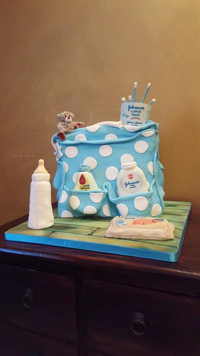 Diaper bag cake for baby shower - Cake by Cake Towers