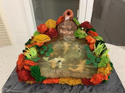 autumn koi pond cake - Cake by alek0