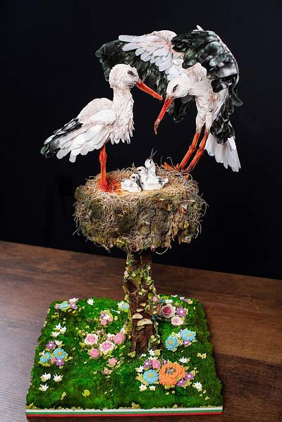 Sugar sculpture "Family of storks" - Cake by Rositsa Aleksieva