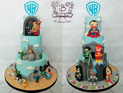Cute Superhero and Loony Tunes cake - Cake by Bonnie Bakes UAE