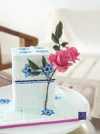 Blue Tiles and Rose - Cake by Ms. V