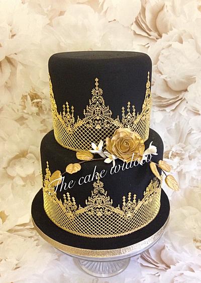 Black and gold wedding cake  - Cake by jayne