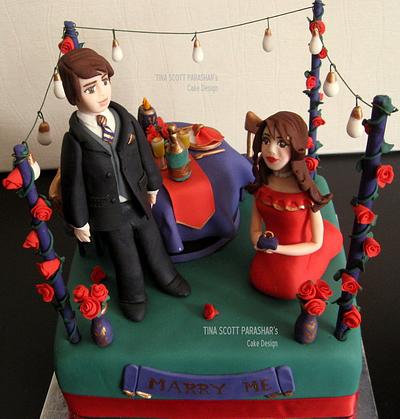 Romantic Proposal Cake -- this time the GIRL kneels <3 - Cake by Tina Scott Parashar's Cake Design