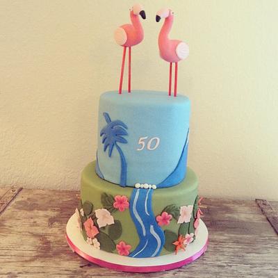 50th Flamingo - Cake by Jenifer Crespo-Martinez 