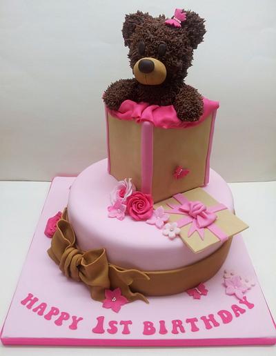 Teddy Bear 1st Birthday Cake - Cake by Sarah Poole