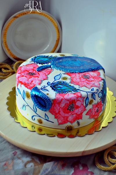 Flowers and Peacock Feathers - Cake by Gera