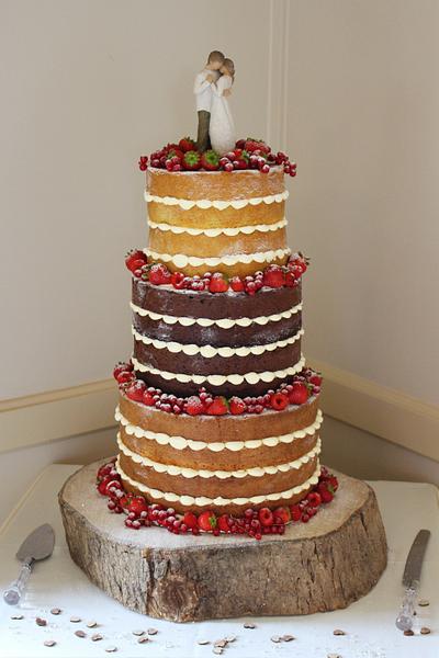 Naked Cake with summer fruits and Willow Tree Topper - Cake by Cherish Cakes by Katherine Edwards