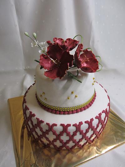 Claret fantasy flowers - Cake by akve