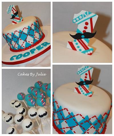 "Little Man" Moustache and tie,, Argyle Cake and Cake pops! - Cake by Cakes By Julie