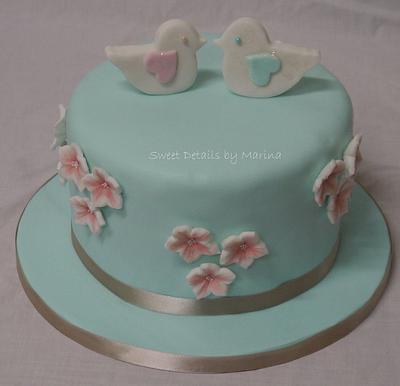 Lovebirds theme engagement cake - Cake by Marina Costa
