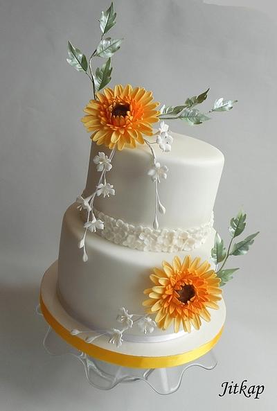 Wedding cake with gerberas - Cake by Jitkap